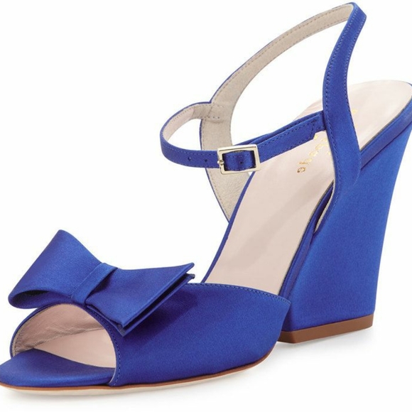 blue satin wedges